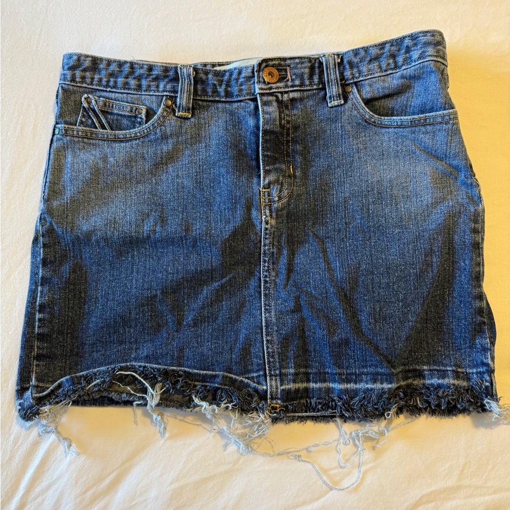 Vintage 90s Denim Frayed Hem Skirt